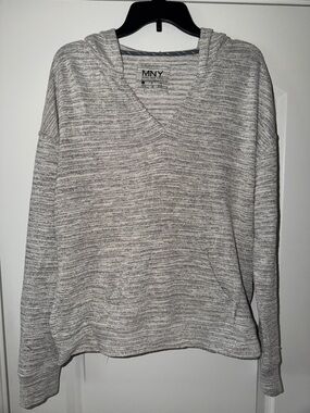Marc New York Heather Gray V-Neck Hooded Sweater